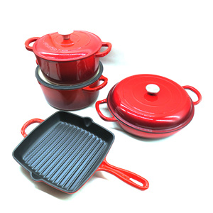 Olla de cocina de esmalte de hierro fundido personalizable, sartén para hornear, juego de utensilios de cocina, suministro de fábrica, Material metálico - Product Image 5
