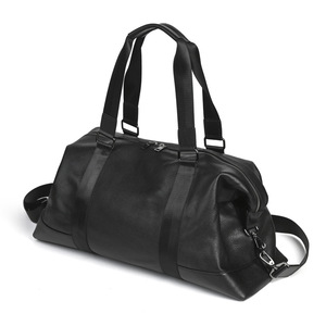 Leather Men's Commuter Handbag Large Capacity Black Solid Color Business Travel <b>Briefcase</b> Laptop Bag Soft Handle - Product Image 1