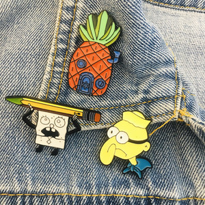 Dibujos animados moda <span class=keywords><strong>Bob</strong></span> <span class=keywords><strong>Esponja</strong></span> Squarepants Combo insignia Pie Big Star <span class=keywords><strong>piña</strong></span> <span class=keywords><strong>casa</strong></span> personalidad broche Accesorios - Product Image 5