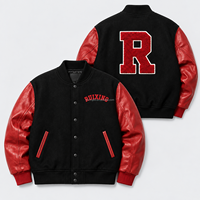 Veste universitaire personnalisée avec logo brodé, manches en cuir PU, veste de baseball Letterman, patch en chenille, OEM ODM pour hommes