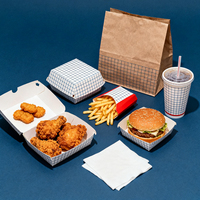 Caja de Embalaje Personalizada para Pollo Frito y Papas Fritas, Papel Blanco Marfil, Caja de Comida Rápida para Hamburguesas, Caja de Papel, Bandeja para Papas Fritas