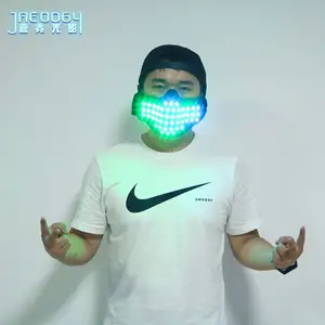 Led bercahaya anonim topeng Pembersih Wajah perlengkapan pesta Cosplay kabel EL bersinar topeng Hacker Halloween lampu Neon maskara menakutkan