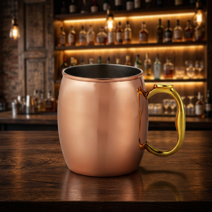 Pure Copper Luxury Design Eco-Friendly Double Wall <b>Mug</b> Handcrafted Finish Plain Hammered <b>Enamel</b> Cleaning Brush Home Office - Product Image 1