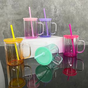 Vaso de vidrio de 17 oz con efecto ombré, sin BPA, reciclable, para sublimación, para refrescos y jugos, con pajita de color, para vinilo, de EE. UU. - Product Image 3