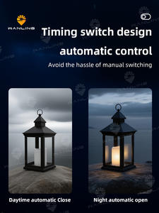 فانوس شموع زخرفي عتيق مع شمعة LED وامضة بدون لهب، فوانيس معلقة للزينة تعمل بالبطارية - Product Image 4