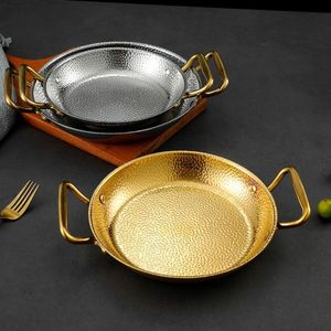 Estilo coreano espanhol marisco <span class=keywords><strong>paella</strong></span> pote aço inoxidável malho tripé álcool fogão duplo-orelha quente pote marisco pote
