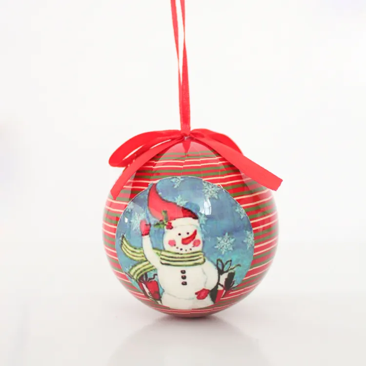 OEM custom logo snowman pattern christmas ball foam christmas tree ornaments