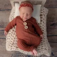 צילום בגדי כפתור רדומה חדש נולד תינוק בגדי ניטראלי חדש כותנה תינוק romper יילוד פריטים סט