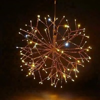 Boule de feux d'artifice dorée, lumière de sapin de Noël, lampe suspendue LED étanche pour la décoration extérieure du jardin