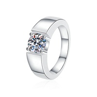 Bague de fiançailles simple et tendance en argent sterling 925 GRA avec moissanite de 1/2 carat pour homme
