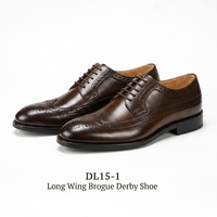 Chaussures Derby Blucher à longue tige DL15-1, marron foncé, en cuir véritable, chaussures habillées décontractées pour hommes, chaussures de ville formelles