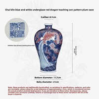 Vase en porcelaine haut de gamme de Jingdezhen, cuite au four à bois, motif dragon rouge sous glaçure bleu-blanc, dessiné à la main, style chinois, en céramique Huangyao