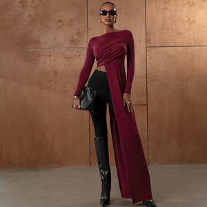 <strong>2026</strong> New Arrival Round Neck Long Sleeve Solid Color Spring Women <strong>Clothing</strong> Casual Long <strong>Tops</strong> - Product Image 1