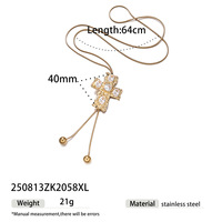 Chaîne de pull rétro de style européen en acier titane avec pendentif cœur, tournesol et croix – Bijou de cou élégant pour hommes et femmes