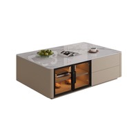 Ensemble table basse et meuble TV en bois massif et pierre, style minimaliste moderne, pour petit appartement, salon ou hôtel