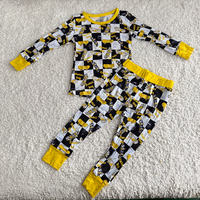 Groothandel RTS Kinderkledingset met lange mouwen van bamboe-spandex met kantprint, zacht babykledingset met broek - Casual slaapkleertjes