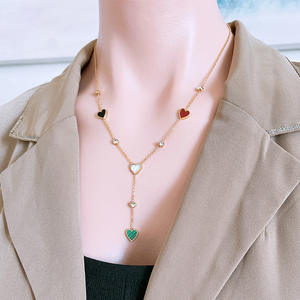 Ожерелье-чокер из нержавеющей стали, длинная цепочка с агатовым кулоном в форме бабочки, без потускнения, сердце, ювелирное изделие - Product Image 6