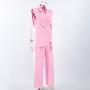 Traje Formal de Oficina <span class=keywords><strong>para</strong></span> Mujer, Traje Casual de Negocios, <span class=keywords><strong>Chaleco</strong></span> y Pantalones Rosa, Conjunto de Dos Piezas a la Moda <span class=keywords><strong>para</strong></span> Mujer - Product Image 2