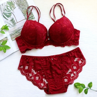 Ensemble de soutien-gorge en dentelle à armatures pour femmes, personnalisé en gros, avec motif floral, style quotidien, culotte de bikini, matière en élasthanne/coton