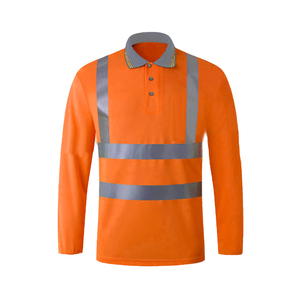 Polo fluorescente reflectante de secado rápido, camiseta de construcción de manga corta con tiras reflectantes, clase ANSI 2 EN ISO 20471 - Product Image 1