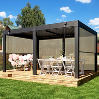 Pergola en aluminium Anyhoo avec auvent rétractable, système de double ombrage pour balcon, terrasse, couverture flexible contre le soleil et la pluie