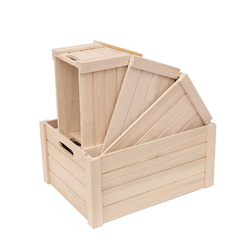 Rustic Decorative Boxes Wooden Crate for Milk Wine Towel Toys Storage Home Decor Natural Farmhouse Antique Nesting Solid Europe