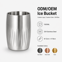 Seau à glace en acier inoxydable 304 côtelé de 1,6 L, multicolore, plaqué sous vide, pour refroidir le vin et le champagne, idéal pour la maison, le bar, l'hôtel et les fêtes