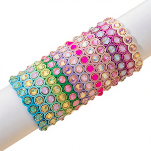 Brazalete Elástico de Resina Acrílica y Lucite con Cristales y Mariposas Bohemias Chapadas en Oro, Estilo Viajero Exagerado, para Mujer, Regalo DIY con Cuentas de Azulejo - Product Image 1