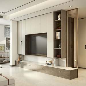 Meuble TV mural moderne en bois massif, armoire de luxe pour la chambre à coucher et la décoration de la maison - Product Image 2