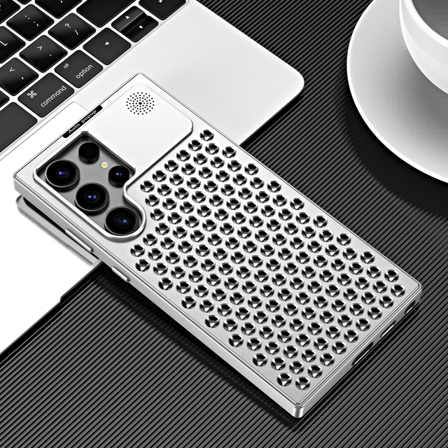High Quality Aluminum Alloy Anti Heat Ice-feel Case with Aromatherapy Metal Anti-fall Cooling Phone Case for Samsung S23 Ultra