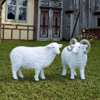 Statue de mouton moderne - Sculpture d'art en fibre de verre artisanale avec détails réalistes pour l'aménagement paysager et les cadeaux d'affaires