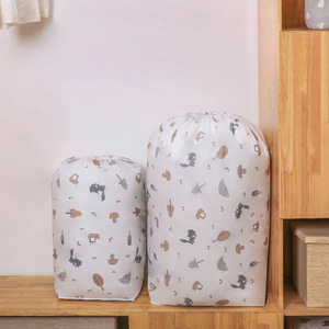 Bolsa redonda con cordón para almacenamiento de edredones, bolsa de embalaje de gran capacidad para mudanza, organizador de ropa para dormitorio, tela de poliéster CX1024 - Product Image 2