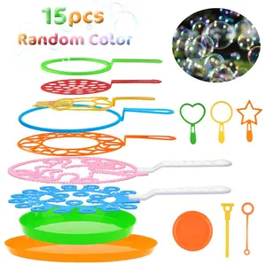 Baguette à grandes bulles, 15 pièces jouet de jeu en plein air fabricant de bulles amusant avec plateau jeu de baguettes à bulles //