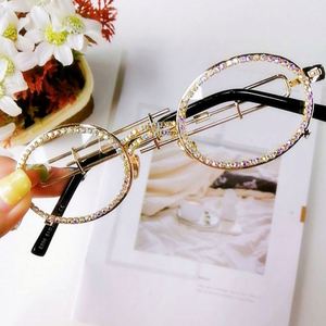 2020 Luxury Vintage UV400 Women Metal Rhinestone <b>Sunglasses</b> Small Frame Oval <b>Sunglasses</b> - Product Image 4