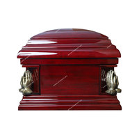 Ataúdes americanos baratos de alta calidad al por mayor 8806 con suministros funerarios de mano rezando ataúdes de madera entierro hecho de álamo sólido