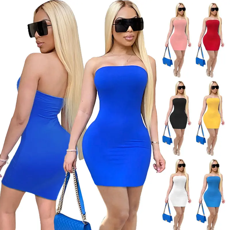 Women's Sexy Strapless Sleeveless Cut Out Club Sexy Bodycon Skintight Tube Short Tight Mini Dress