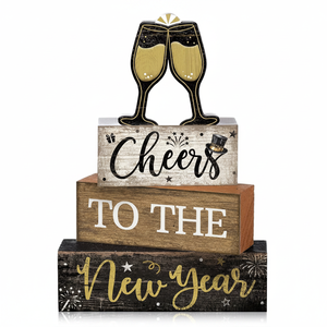 Set di 4 Decorazioni a Più Livelli per Tavolo Invernale, Centrotavola per Capodanno, Decorazione in Legno per Bicchieri da Vino, Articoli Decorativi per Feste di Capodanno - Product Image 2