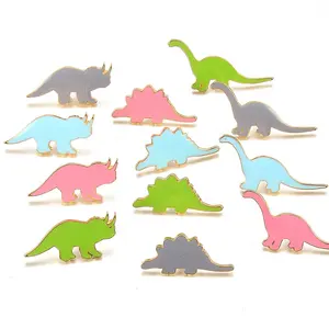 Gaya Kartun Dinosaurus Bros Logam Lencana Pada Ransel Pin Enamel Kemeja Pin Kerah untuk Wanita Pria Mode Perhiasan