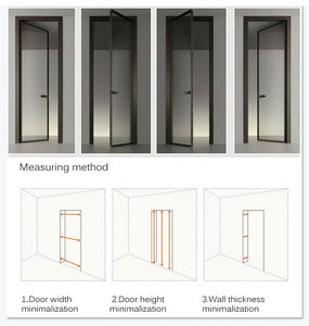 Porte intérieure en verre HDSAFE pour hôtel, toilettes, <span class=keywords><strong>chambre</strong></span>, salle de bain, avec charnières cachées, cadre en aluminium, verre <span class=keywords><strong>d</strong></span>époli de 8 mm, porte battante - Product Image 4