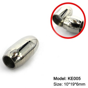 Redondo <span class=keywords><strong>de</strong></span> acero inoxidable cierres magnéticos, Metal tono <span class=keywords><strong>plata</strong></span> conector Ajuste <span class=keywords><strong>de</strong></span> cordón <span class=keywords><strong>de</strong></span> cuero pulseras resultados - Product Image 3