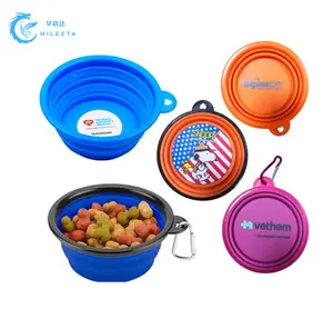 hot sell XS/S/M/L size Portable Custom Logo outdoor pet bowls collapsible silicone dog bowl