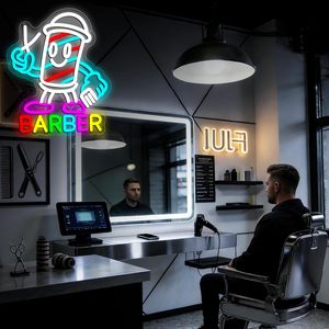 Barber neon LED indoor hanging ambient light hair salon <b>sign</b> display board wall decoration light indicator luminous <b>sign</b> 5V 12V - Product Image 4