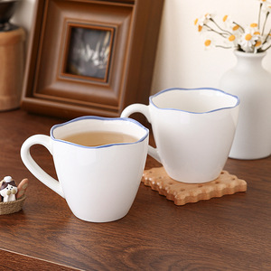 <b>Ceramic</b> Mug Porcelain Petal Shape White Coffee Tea <b>Cup</b> Home Office Use Gift - Product Image 2