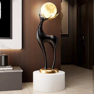 Lampe sur pied moderne Lucky Deer, lumière lunaire LED, lampe sur pied en résine, décoration pour salon, support TV, cadeau de déménagement - Product Image 1