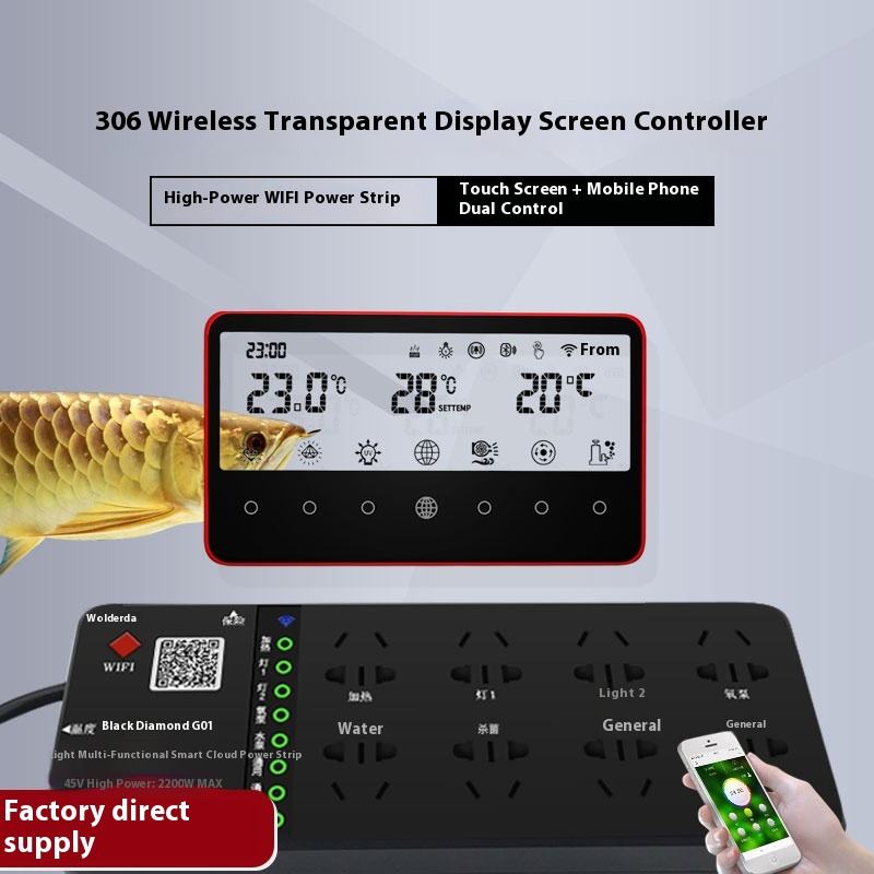 Remote Rectangle Controller Smart Rectangle Aquarium Controller 220V Transparent Display Remote ...