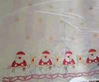 Tissu de rideau transparent brodé 30GSM pour les fêtes de Noël, 100% polyester, motif Père Noël et flocons de neige, voile pour fenêtre, décoration de la maison