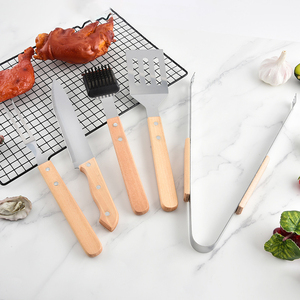 Gemeitour xách tay Phong cách Hàn Quốc BBQ nấu ăn Công cụ thiết lập ngoài trời thép không gỉ tay cầm bằng gỗ Oxford túi <span class=keywords><strong>4</strong></span>-6 mảnh nhà máy - Product Image 6