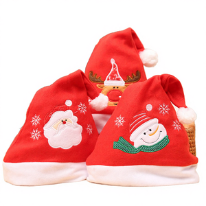 High Quality Soft Silk Screen Printed <b>Christmas</b> Decorations <b>Santa</b> Claus Fawn Snowman Children Non-woven Fabric Hat Holiday Party - Product Image 4