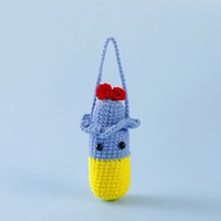 Étui à rouge à lèvres tricoté à la main, fini au crochet, en coton chaud, idéal pour la décoration intérieure, technique DIY avec motif floral - Vente chaude