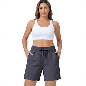 Women's High Waist Drawstring Shorts Pockets Solid Color Casual Knitted Satin 180g Breathable Workout Shorts Bangladesh - Product Image 1
